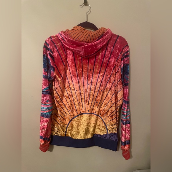 Electro Threads Crushed Velvet Purple Haze Zip Up Hoodie Jacket Unisex XS - Picture 2 of 5